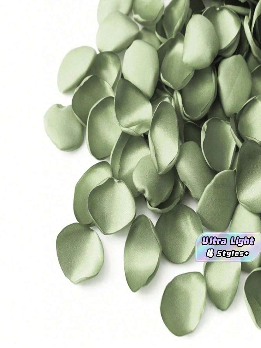 50/100/300/500pcs Silk Rose Petals ,Wedding Petals ,White Petals Fake Rose Petals Artificial Flower Petals Proposal Basket Aisle Bridal Shower Table Decoration,Party Decor - Green - View 1