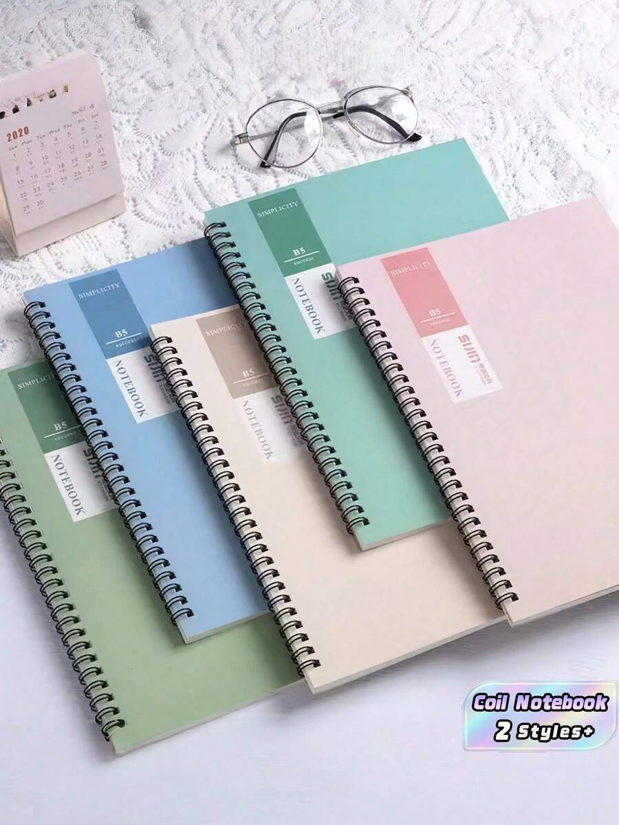 4 Packs A5 B5 Spiral Notebook Set 60 Sheets Each Multi Color Covers Coil Binding Writing Journal For School Office Notes Teacher Graduation Gift Idea - one size fits all - View 1