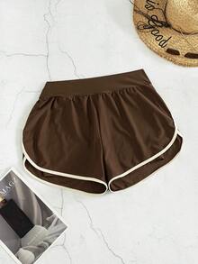 Swim Basics Quần short thể thao nữ Springbreak màu đen trắng phối viền tương phản, quần short đi biển. - Cà phê nâu - Xem 5