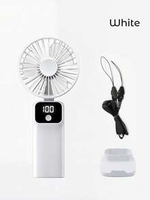Teckwe 迷你手持風扇附 LED 顯示螢幕，可充電便攜式個人風扇，附手機支架，USB 桌面風扇，適合旅行與辦公室使用 - 手持 - 查看 10