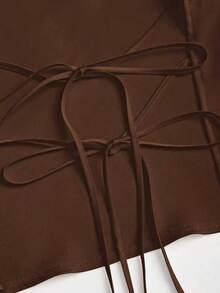 SHEIN Sweetro Backless Tie Strap Sleeveless Minimalist Design Summer Camisole - Brown - View 3