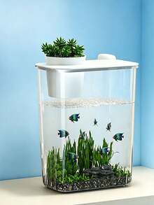 1 Piece (Fish Tank Only Excluding Decorative Accessories) Fish Tank Home Office Transparent Breeding Box Desktop Tank - Multicolor - View 5