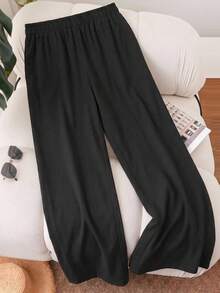 CosyJoli Quần dài nữ cỡ lớn, dáng rộng, chất liệu cotton màu đen, có túi, thích hợp cho kỳ nghỉ, lễ hội âm nhạc. - màu đen - Xem 2