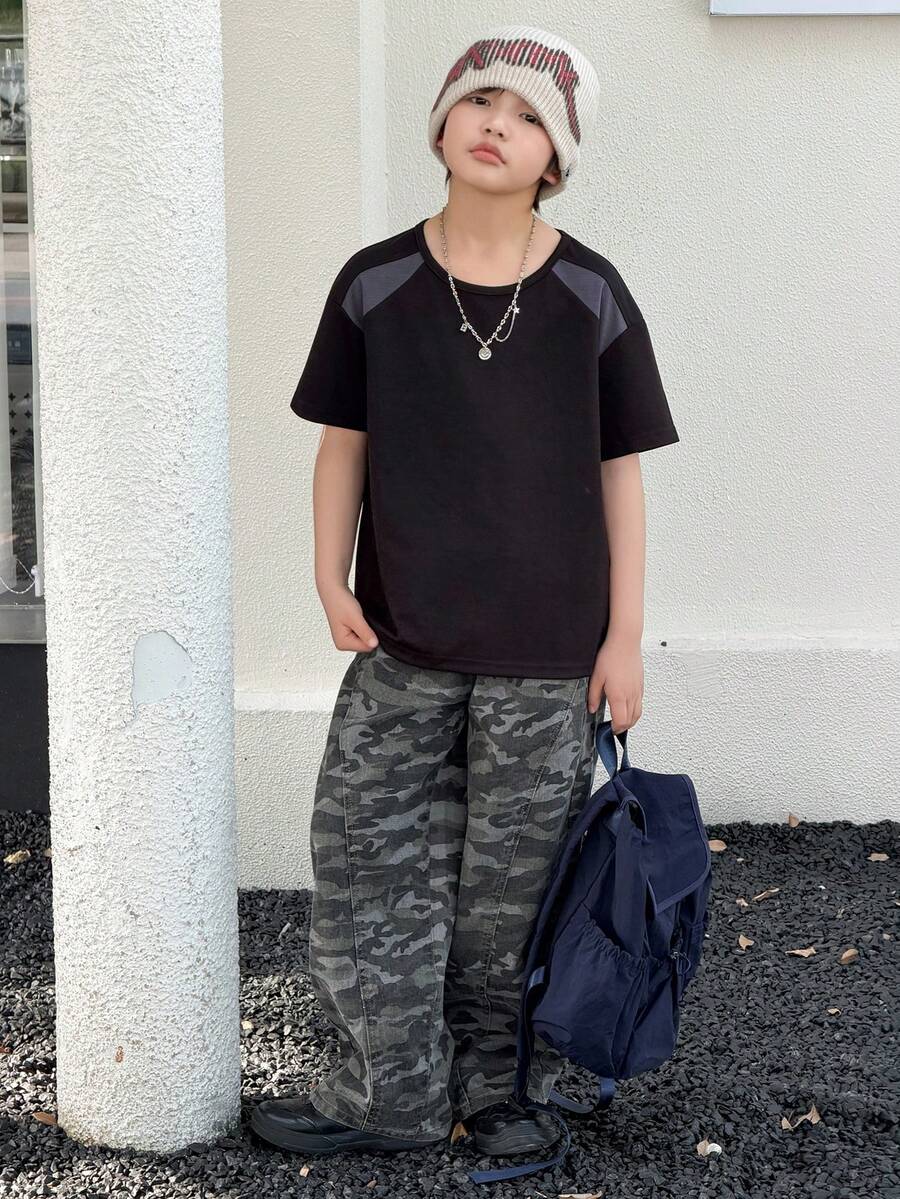 Dazy Kids 男童迷彩印花口袋牛仔裤 - 軍綠色 - 查看 1