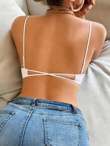 DesireSculpt 1 chiếc áo ngực ren đen hở lưng, cài trước, nâng đỡ tốt, có thể điều chỉnh cho ngực nhỏ, thích hợp cho mùa hè. - Nhiều màu - Xem 3