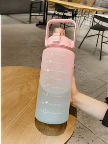 1 Pc 2L / 750ml Large Capacity Pink Gradient PC Water Bottle, Portable Sports Fitness Straw Cup, Suitable For Home, Travel And Outdoor Use - Pink - View 9