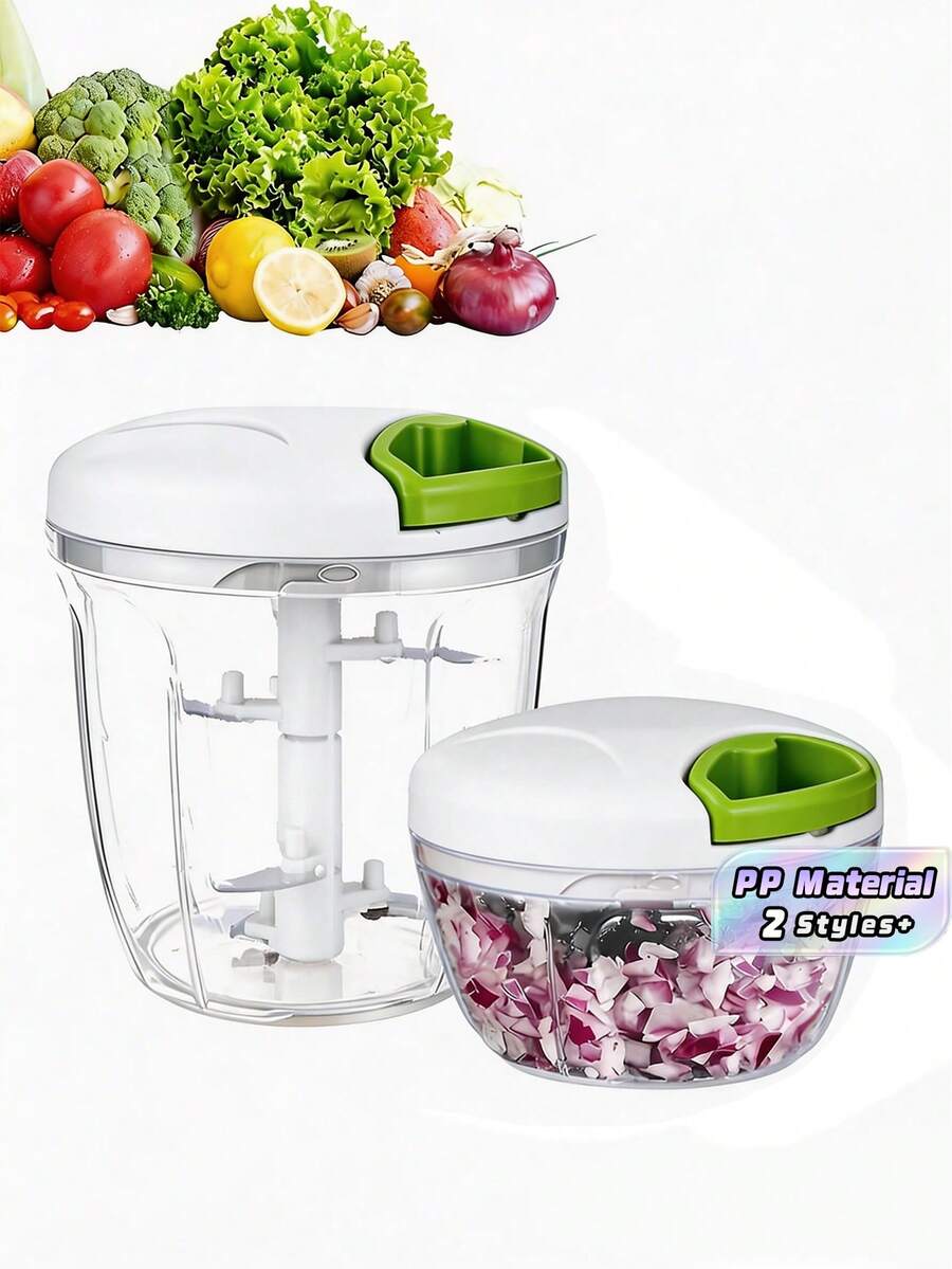1pc Kitchen Vegetable Chopper,Multi-Functional Manual Food Processor Vegetable Chopper, Portable Hand Pull String Garlic Mincer Onion Cutter For Veggies, Ginger, Fruits, Nuts, Herbs, Etc., (500ml, 900ml Two Sizes Available)White, Christmas - White - View 1