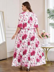 Reflora Đầm hè xếp ly hình học thanh lịch cỡ lớn bằng vải chiffon - Nhiều màu - Xem 3