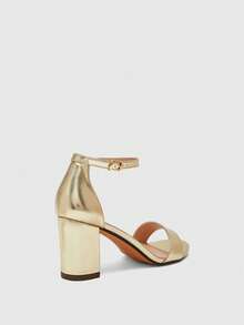 CUCCOO BIZCHIC Ladies Spring And Summer New Fashion Comfortable Round Toe Buckle Ankle Belt Thick Heel Sandals, Elegant Simple And Versatile - Gold - View 4