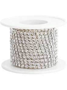 1 pieza Cadena de decoración con diamantes de imitación de alta calidad, cinta con cuentas de cristal para hacer joyas, accesorios para el cabello, scrapbooking, decoración de bodas, fiestas, manualidades y costura - Diamantes de imitación - Ver 7