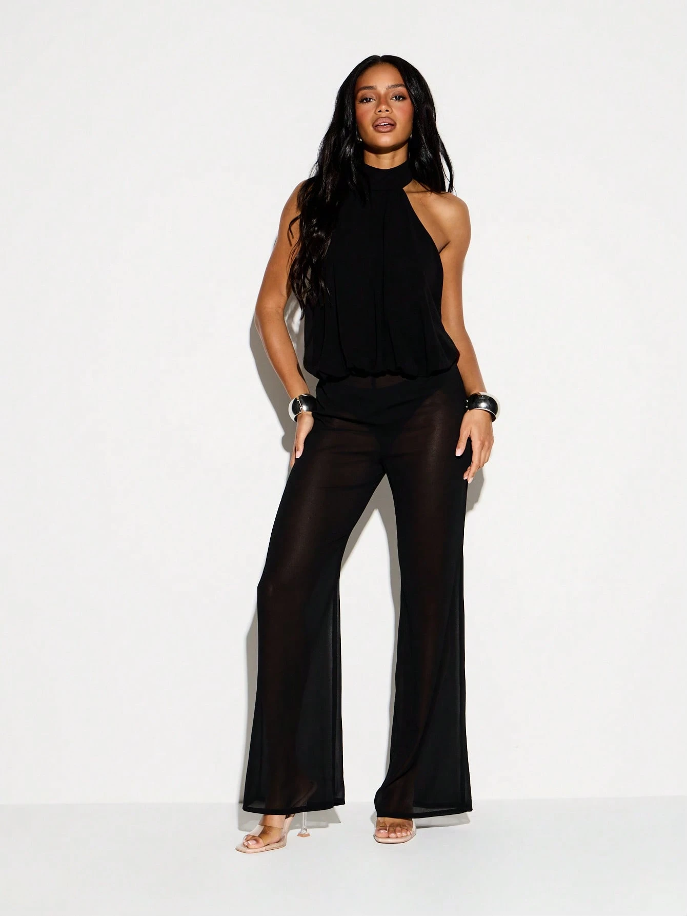 KIZN High Rise Mesh Wide Leg Pants