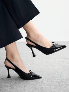 CUCCOO BIZCHIC Women's Fashion High Heel Sandals, Bow Stiletto Global Four Seasons Commuter Elegant Basic Office Outdoor Festive Vacation Daily Versatile Summer - Black - View 1