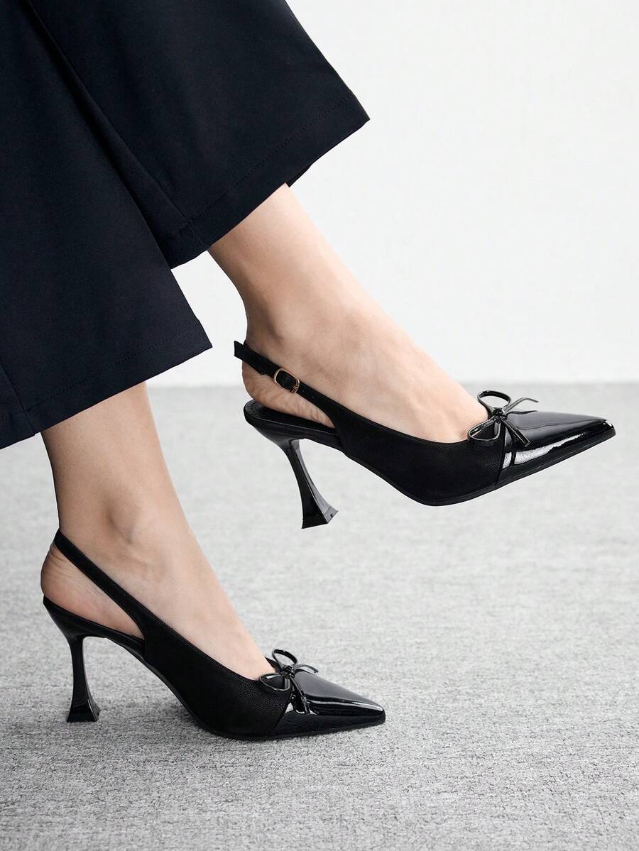 CUCCOO BIZCHIC Women's Fashion High Heel Sandals, Bow Stiletto Global Four Seasons Commuter Elegant Basic Office Outdoor Festive Vacation Daily Versatile Summer - Black - View 1