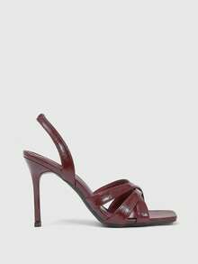 CUCCOO SZL Women's Shoes Spring And Summer Fashion Sexy Square Head Burgundy Stiletto Sandals, Party Date Wear - Burgundy - View 2