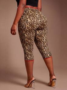 Radiana Leggings Capris Talla Grande Estampado Leopardo Multicolor Tela de Punto Patrón Texturizado Alta Elasticidad Control de Abdomen Casual Verano - Multicolor - Ver 4