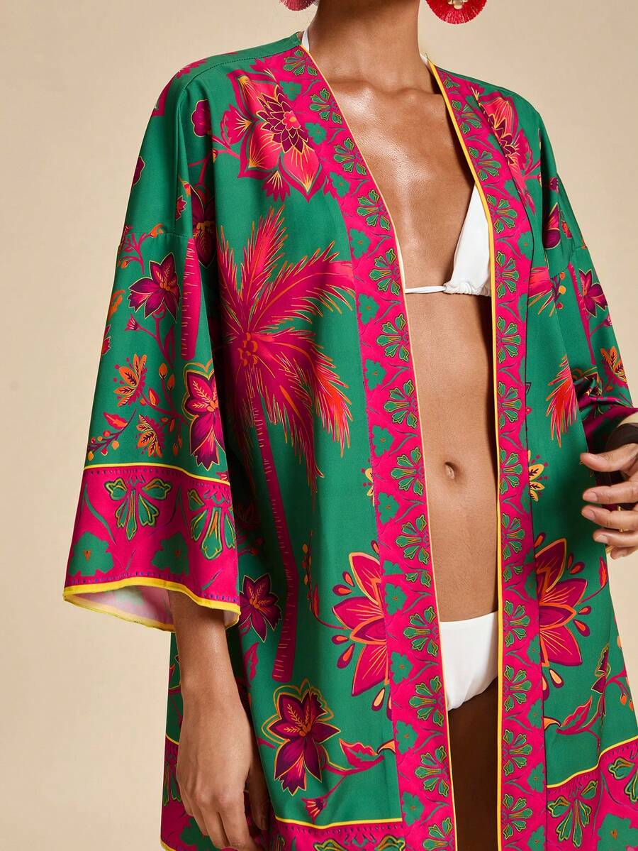 Travachic Women's Tropical Print Casual Cover-Up - Multicolor - View 1