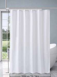 1 PC Waterproof Mold Resistant Polyester Easy Clean Solid Color Available Shower Curtain Bathroom Curtain Hotel Partition Curtain For Bathroom Hotel Home Use Waterproof Shower Curtain Mold Proof Polyester Curtain Bathroom Decor - White - View 14