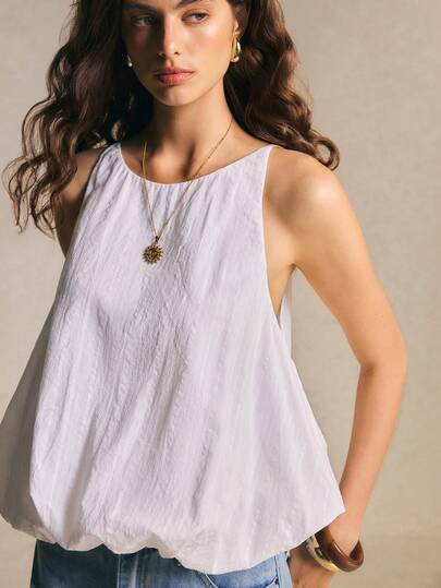 Poéselle Women's Casual Sleeveless Solid Color Top, Summer