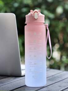 1 Pc 2L / 750ml Large Capacity Pink Gradient PC Water Bottle, Portable Sports Fitness Straw Cup, Suitable For Home, Travel And Outdoor Use - Pink - View 10