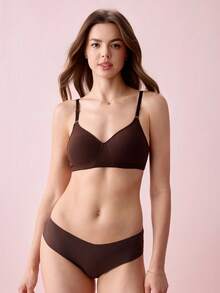 Bonmuse 3pcs/Set Women Comfortable Sleeping Soft Cup Wireless Bras, Solid Color Lingerie, Pajamasfor Summerfor Summer - Multicolor - View 1