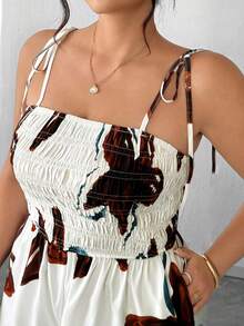 Elenzga Bộ jumpsuit hai dây dệt kim mùa hè mới dành cho nữ cỡ lớn, eo chun, xếp ly, kiểu dáng thời trang thường ngày, dáng rộng thoải mái. Thích hợp cho kỳ nghỉ biển, hẹn hò mùa hè, lễ hội âm nhạc, đi chơi thường ngày, du lịch ngắn ngày. - Nhiều màu - Xem 6