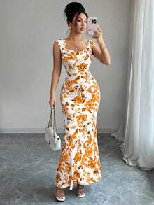 Elenzga A Sleeveless Long Dress For An Elegant Summer Vacation For Ladies - Multicolor - View 4
