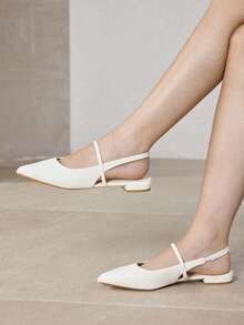 MOTF PREMIUM Zapatos planos con punta puntiaguda de moda para mujer, para Año Nuevo, vacaciones, primavera, vacaciones de primavera, Pascua y Navidad - Blanco lechoso - Ver 8