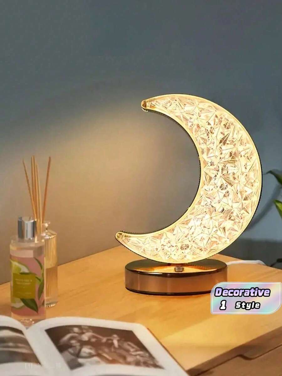 1 Moon Shaped LED Touch Lamp - 3 Color Variations, Bedside Lamp With Lovely Atmosphere, Bedside Lamp For Nurseries, Living Rooms, Offices And Dining Rooms - Energy Efficient, Space Saving And Easy To Use, Suitable For Living Room Christmas Decoration