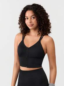 Loungeista EMUPER 1pc Seamless Elastic Racerback Sports Bra & Enhancing Bra For Womenfor Summerfor Summer - Black - View 4