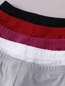 5pcs/Set Girls' Solid Color Leggings, Comfortable Fitted Short Design, Suitable For Spring/Summer - Multicolor - View 4
