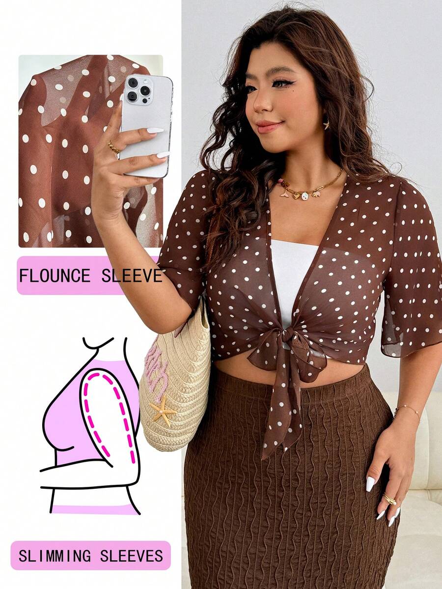 Solflare Áo khoác dáng rộng tay lửng 5/6, chất liệu chiffon mỏng nhẹ, in chấm bi, thích hợp cho nhiều dịp: ngoài trời, hàng ngày, dự tiệc, đi làm, đám cưới, lễ hội âm nhạc, tựu trường, kỳ nghỉ biển, thời trang đường phố, mặc nhà thoải mái, mua sắm, dạo phố, cỡ lớn. - Nhiều màu - Xem 1