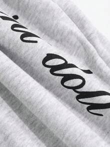 DAZY Pantalon de survêtement en polaire avec imprimé lettres pour préadolescentes, automne - Gris - Voir 5