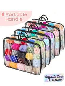 3/2 Packs Transparent Storage Bags Multi-Use Handheld Organizer For Clothes, Bed Sheets, Underwear, Yarn & Travel. Clear Plastic Tote. - Multicolor - View 1