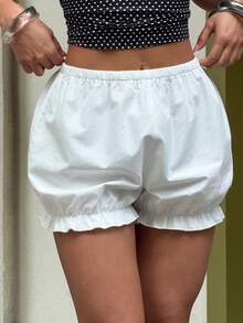 FavEase Short en coton blanc pour femmes, style mignon et doux pour la plage, les vacances, le printemps/été - Blanc - Voir 5