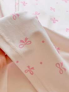 Comfortcana Quần dài mặc nhà chất liệu mềm mại, có dây rút, in hình nơ, cạp chun. - Hồng - Xem 5