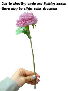 1/4 Pcs 20.1 Inch Artificial Peony Flowers, Realistic Silk Peonies With Long Stems, Perfect For Bridal Bouquets, Wedding Decor, Home, Living Room, Garden, Kitchen & DIY Party Decorations - Red Bean Paste Powder - View 6