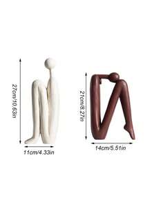 Madebyblanc 1 Piece Of Back-To-Back Matchstick Figure Sculpture Ornament, Used As A Vintage Bookshelf,  Cabinet, Bedside Table, Entrance Decoration, Back-To-Back Art Book Shelf, Book Holder, Anti Tipping White Porcelain Bookshelf - multicolor - View 4