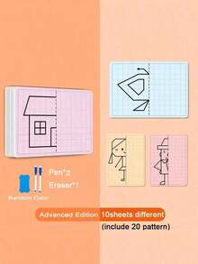 MINKOJA 20 Patterns Cartoon Lattice Symmetrical Drawing Graphics . Creative Concentration Train Tracing Painting Cards Wipe Pen Control - Multicolor - View 17