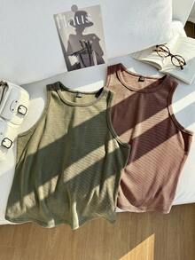 SHEIN EZwear 加大码棉质做旧雪花印花修身吊带背心 - 彩色 - 查看 7