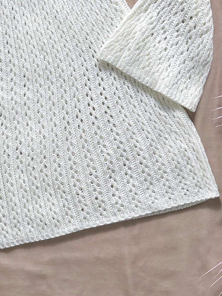 Tween Girl Spring/Summer Beach Vacation Crochet Knit Sheer Cover-Up - White - View 7