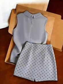 SHEIN Franclia Bộ đồ hai mảnh dành cho nữ - Xám - Xem 2