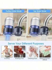 1Pc Sink Water Filter, Faucet Water Filter (No Light), Activated Carbon Faucet Water Filter To Remove Chlorine, Limescale, Heavy Metals And Odor - White - View 3