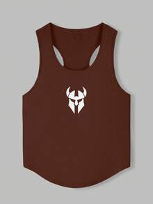 GymBeat Áo tank top không tay thời trang in hình cơ bắp dành cho nam - màu nâu - Xem 3