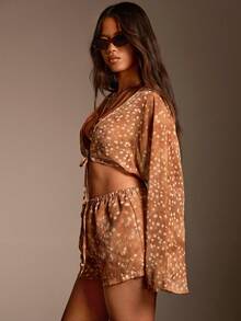 Women Two-Piece Outfits - Khaki - View 4