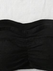 SHEIN 兒童青少年女孩 3件組休閒抹胸內衣背心內搭衫 黑色純色四季款 - 黑色 - 查看 4