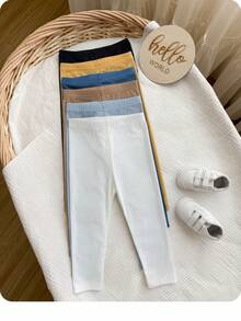 Baby Boy Casual Comfortable Versatile Solid Color Elastic Waist Knit Pants, Multiple Colors - Multicolor - View 4