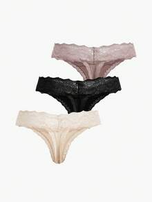 Bisouelle 3 gói đồ lót ren hoa thông gợi cảm - Nhiều màu - Xem 2