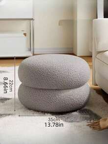 Modern Donut Ottoman Round Stool, Fleece Upholstered Vanity Stool, Soft Padded Footstool For Living Room & Bedroom - Multicolor - View 17