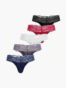 Bisouelle 5 chiếc quần lọt khe ren hoa, đồ lót gợi cảm - Nhiều màu - Xem 2