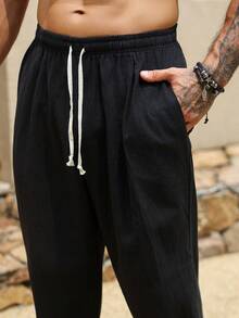 VENTUSAIL Men's Black Loose Casual Pants - Black - View 4
